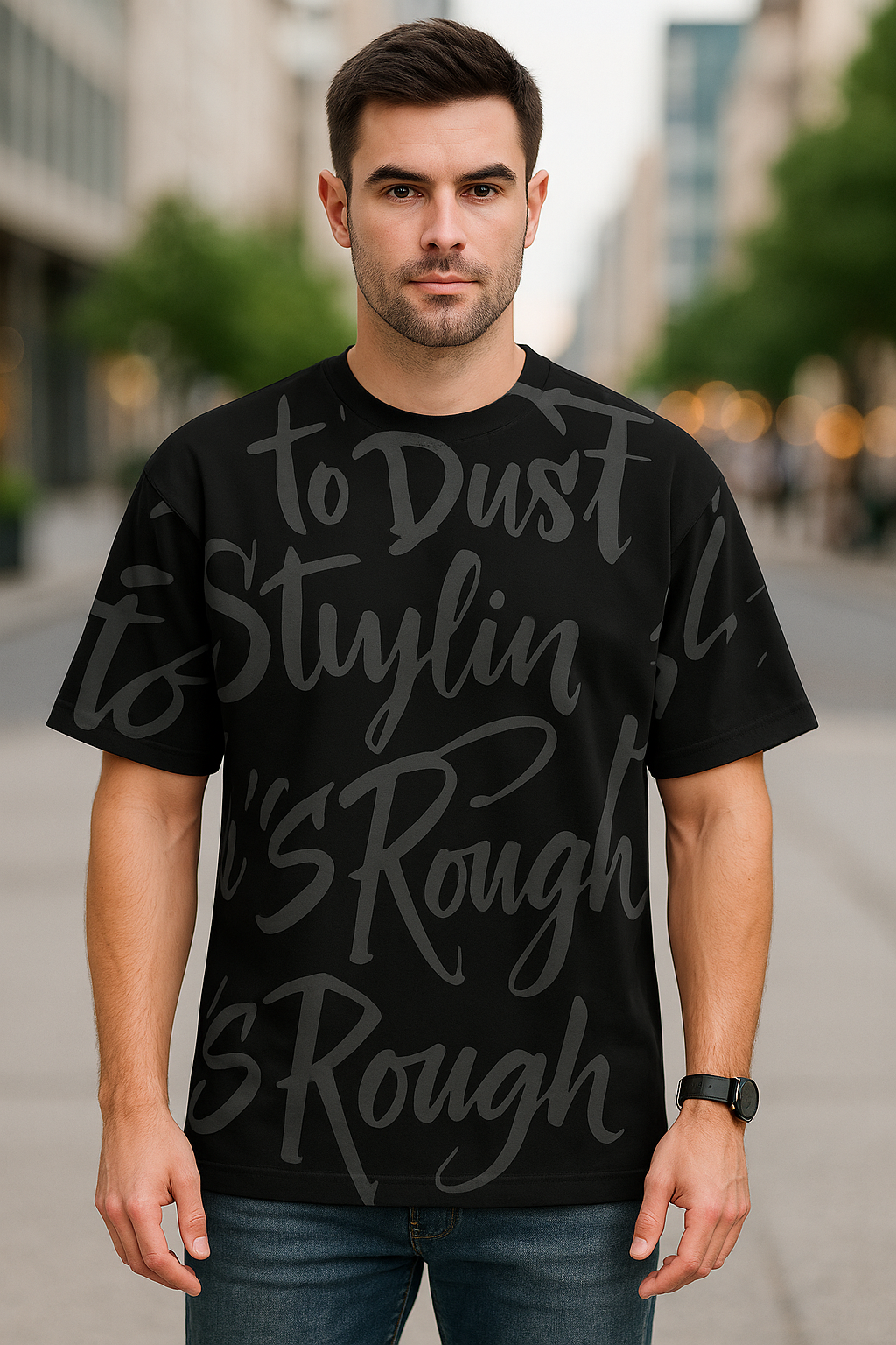 "Street Script" Oversized Tee