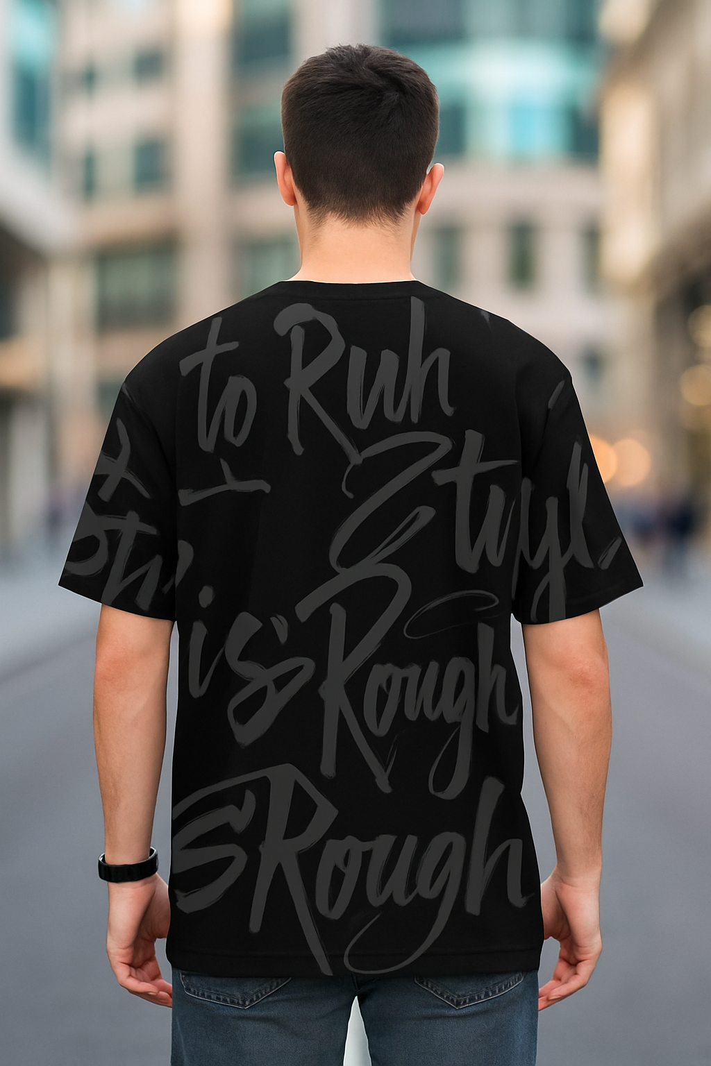 "Street Script" Oversized Tee