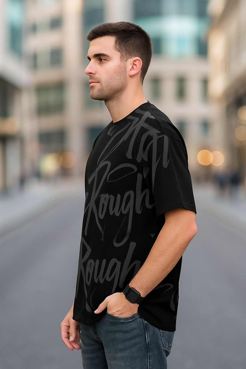 "Street Script" Oversized Tee