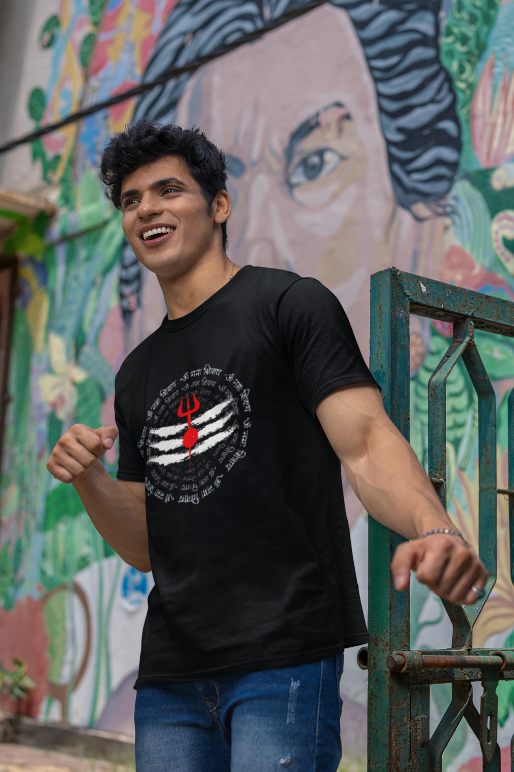 Trishul & Shiva Mantra Classic Crew T-Shirt – Unisex Cotton Tee